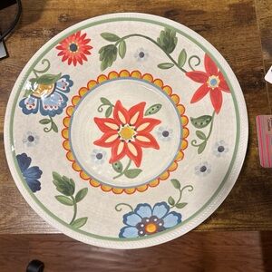 Large Threshold 14" Melamine Serving Bowl Floral Platter~Dining Decor. GUC.